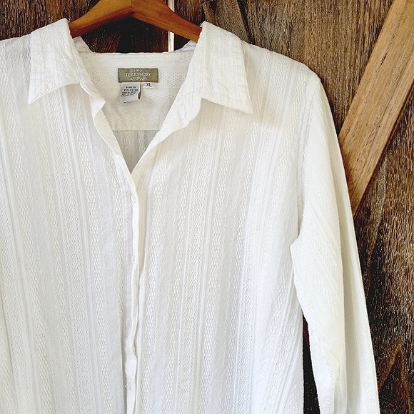 THE TERRITORY AHEAD Textured White Cotton Button Down Shirt XL - Picture 6 of 10